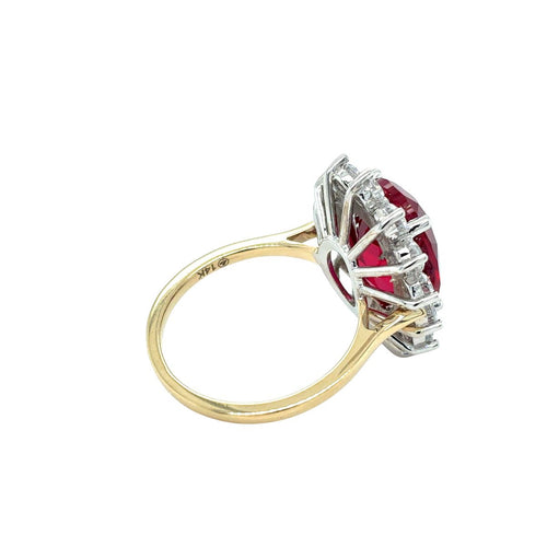 14kt Two Tone Lab Grown Oval Ruby and Diamond Rings