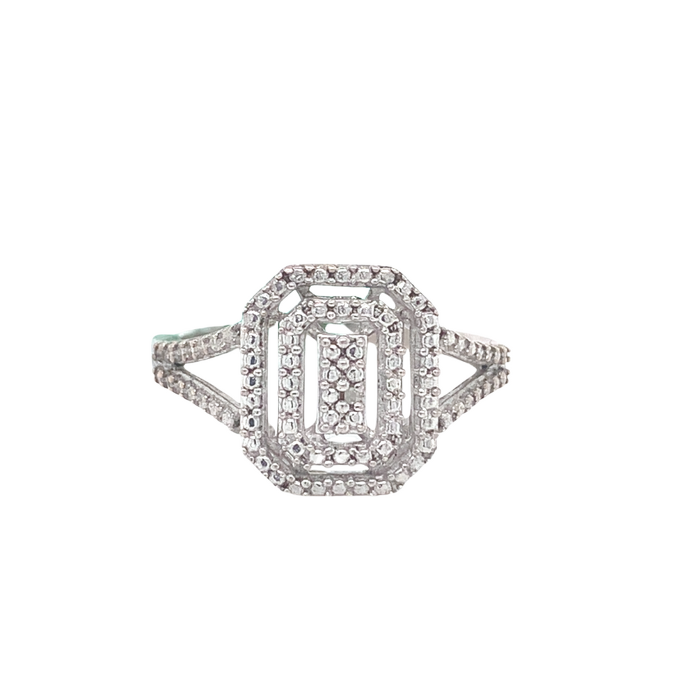 Sterling Silver Fancy Ring with Diamonds