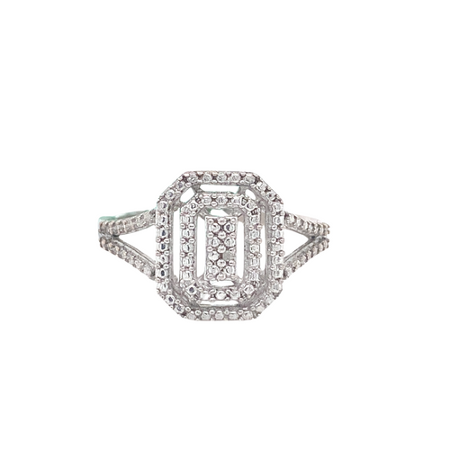 Sterling Silver Fancy Ring with Diamonds