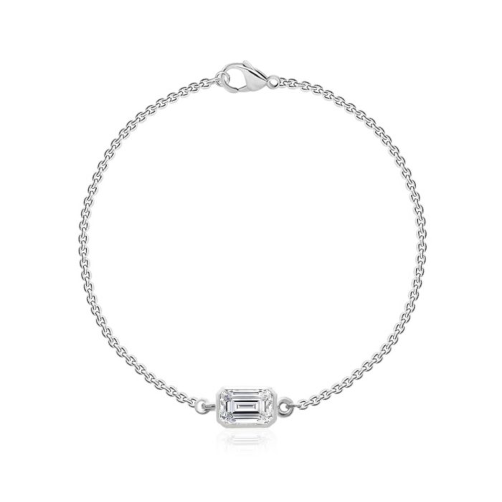 Sterling Silver .35TW Lab Grown Fancy Emerald Diamond Bracelet