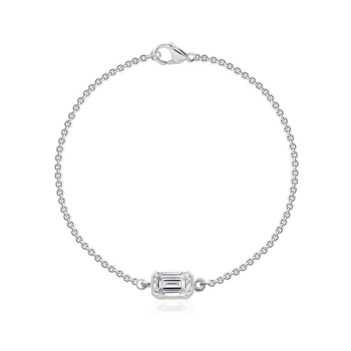 Sterling Silver .35TW Lab Grown Fancy Emerald Diamond Bracelet