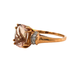 10kt Rose Gold Morganite + Diamond ring