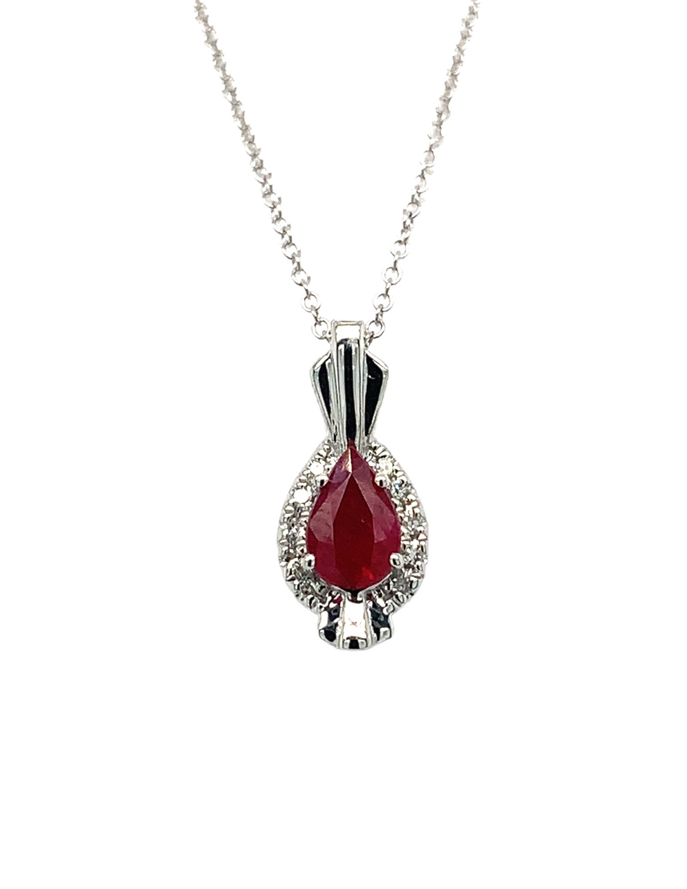 10KW Pear Shaped Ruby and Diamond Pendant