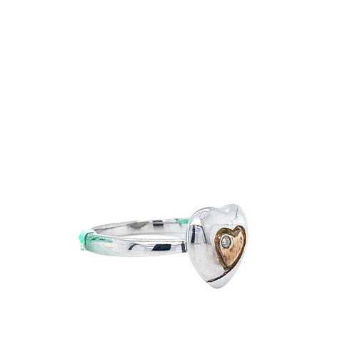 Sterling Silver Heart Ring with Diamond