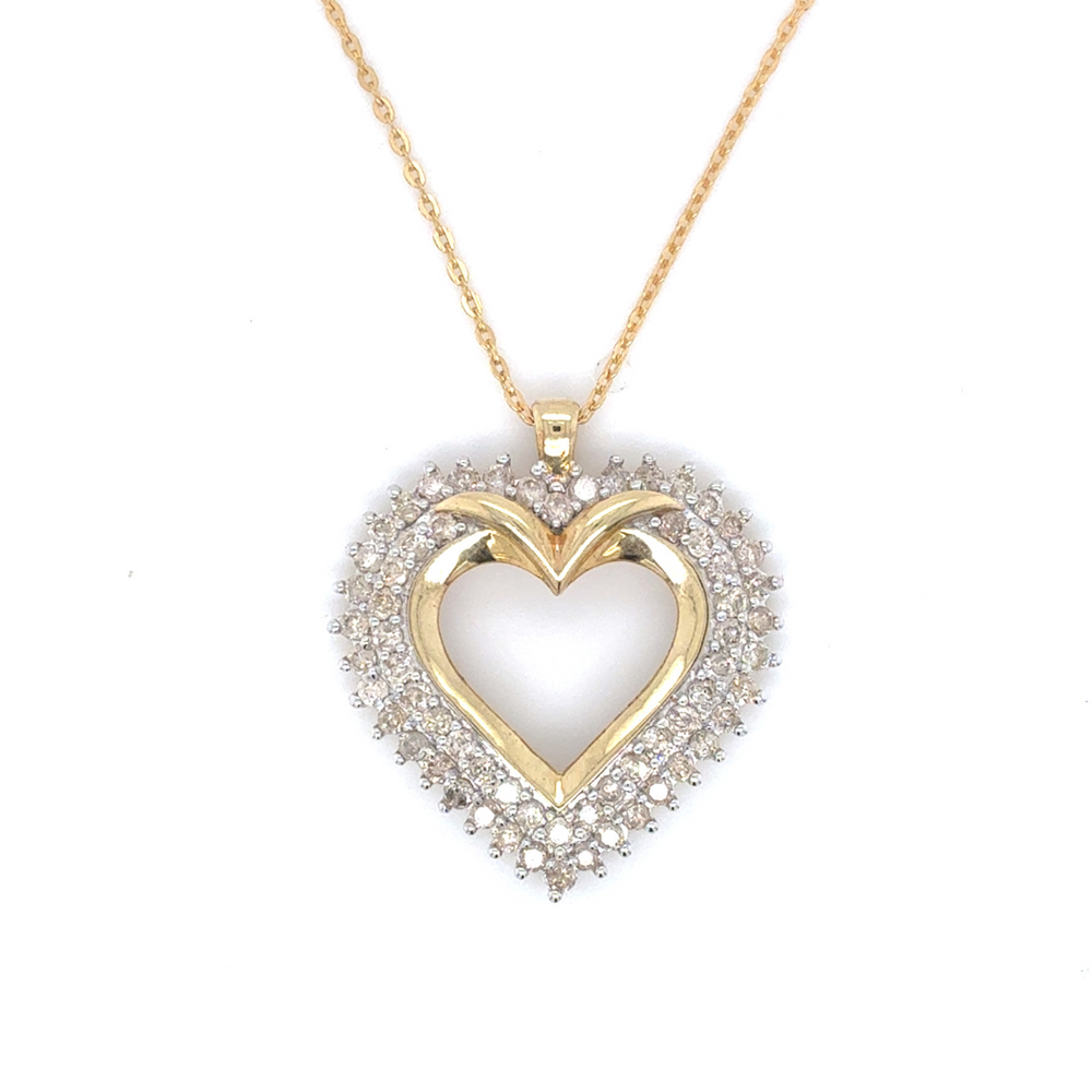10kt Yellow Gold 1.00ct Diamond Heart Pendant
