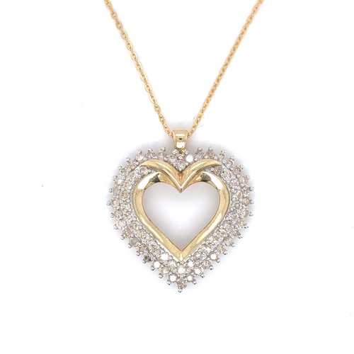 10kt Yellow Gold 1.00ct Diamond Heart Pendant