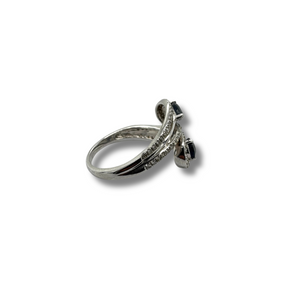14KW Blue Sapphire and Diamond Wrap Ring