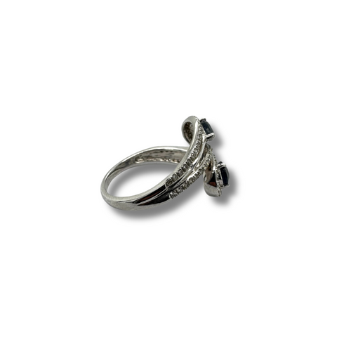 14KW Blue Sapphire and Diamond Wrap Ring