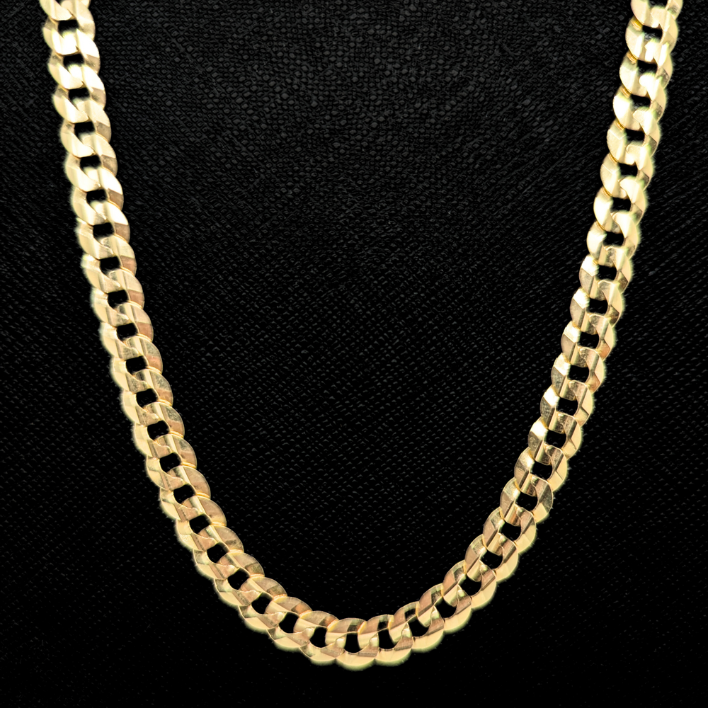 Concave Curb Chain - 7mm - 10kt Yellow Gold