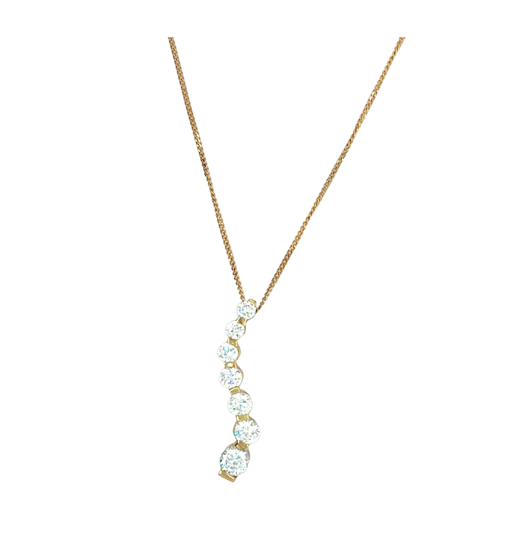 10/14kt Yellow Gold CZ Journey Necklace