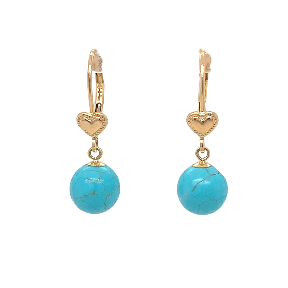 14K Yellow Gold Turquoise Earrings
