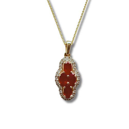 14KY Natural Ruby and Diamond Cluster Pendant