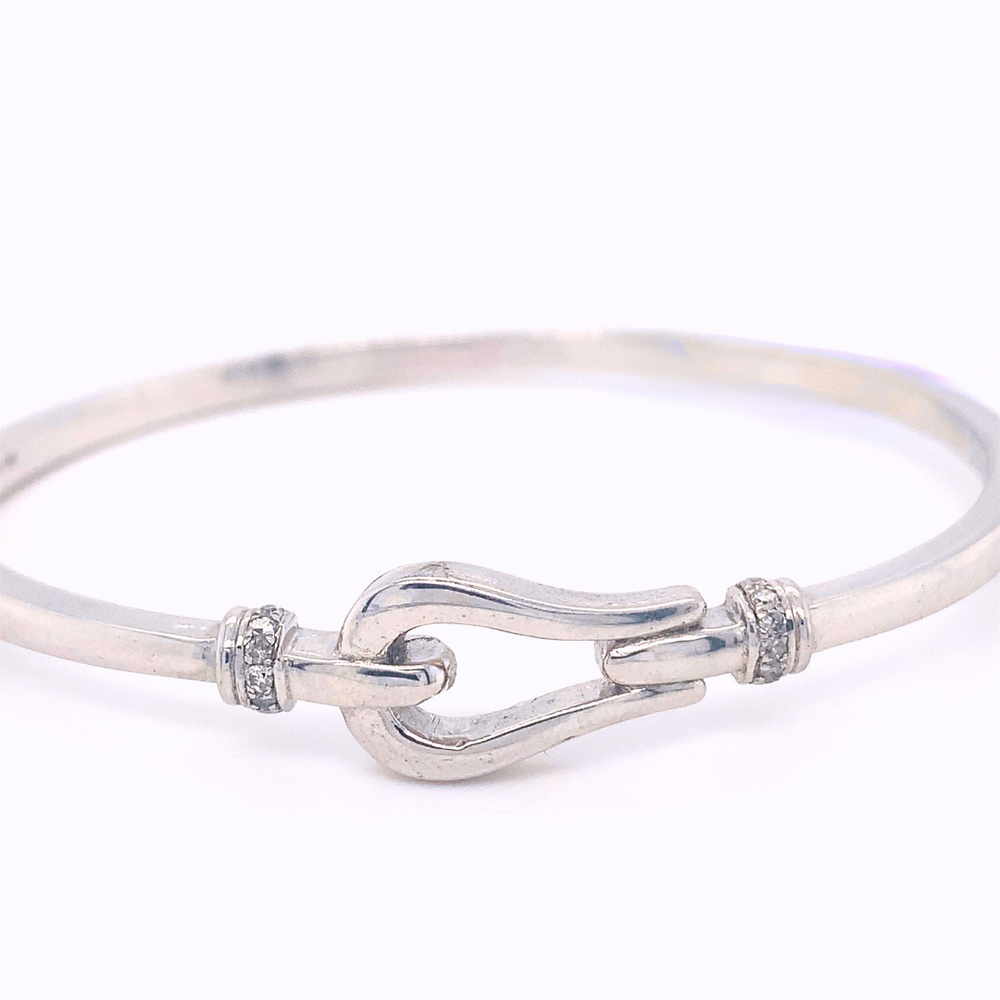 Sterling Silver with Diamond Bangle