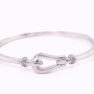 Sterling Silver with Diamond Bangle