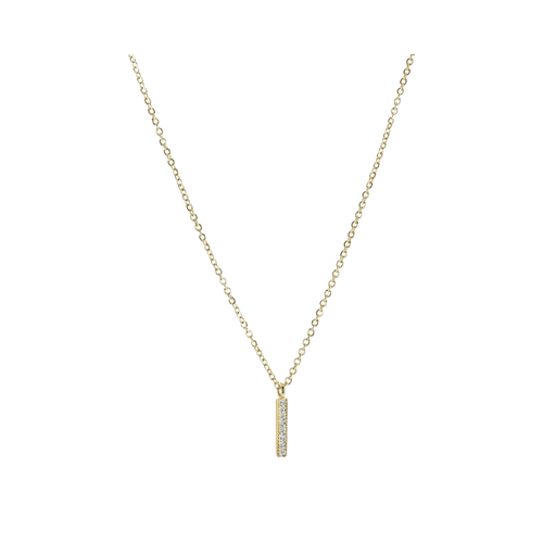 Italgem Stainless Steel Gold Plated Vertical CZ Necklace