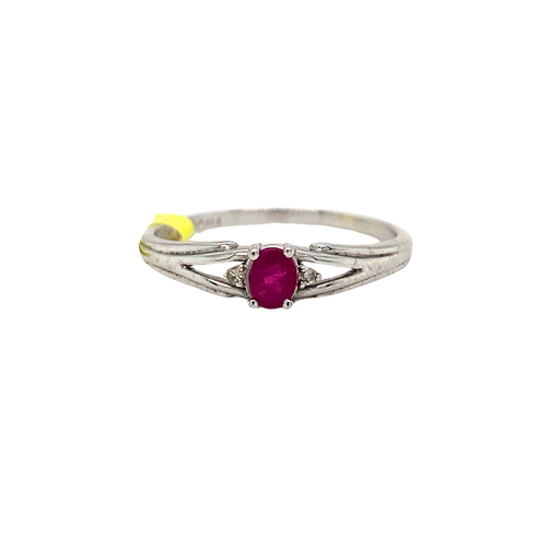 10kt White Gold Ruby + Diamond Ring