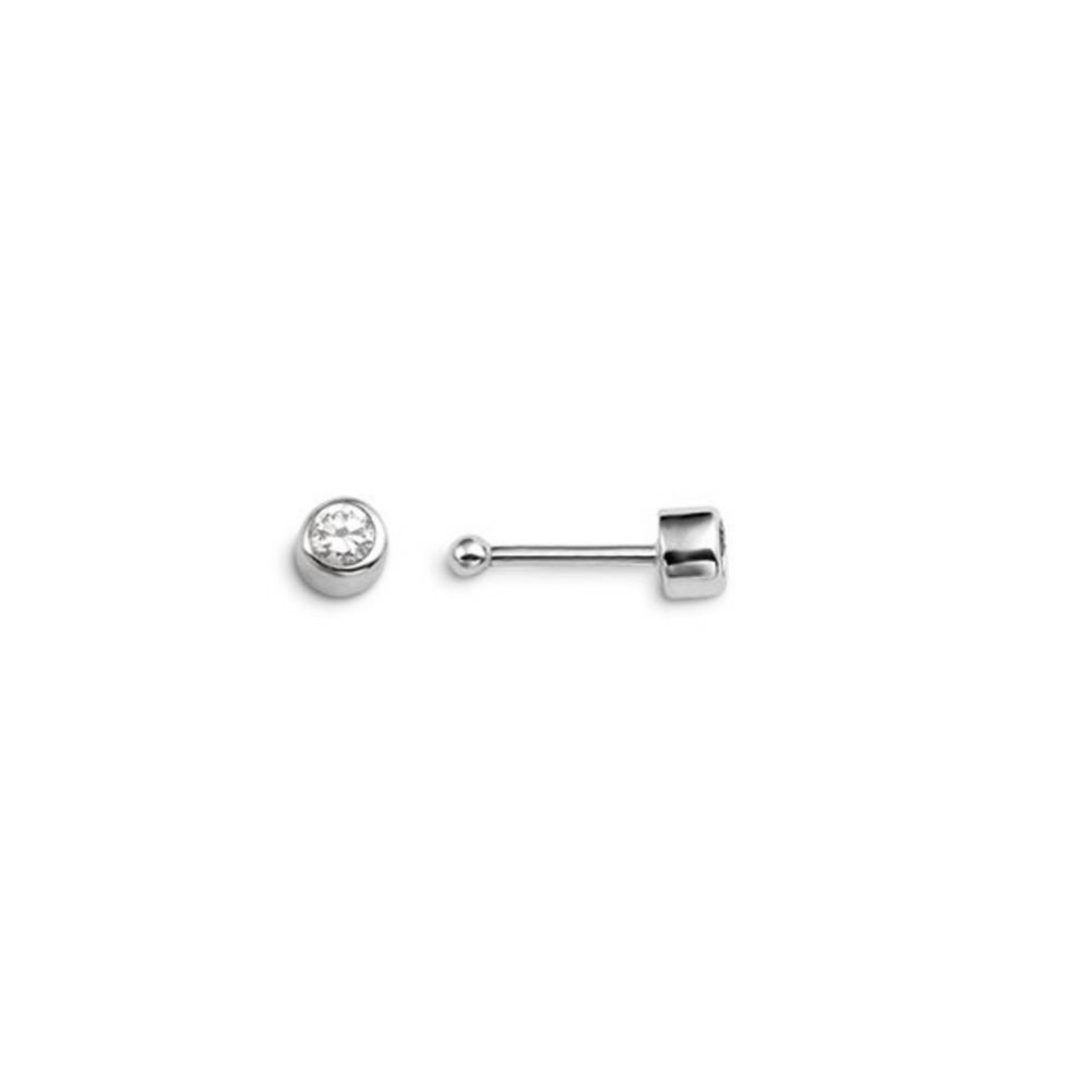 14kt White Gold Bezel Set CZ Nose Stud