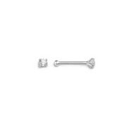 14kt White Gold CZ Prong Set Nose Stud