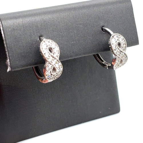 10kt White Gold Fancy CZ Hoops