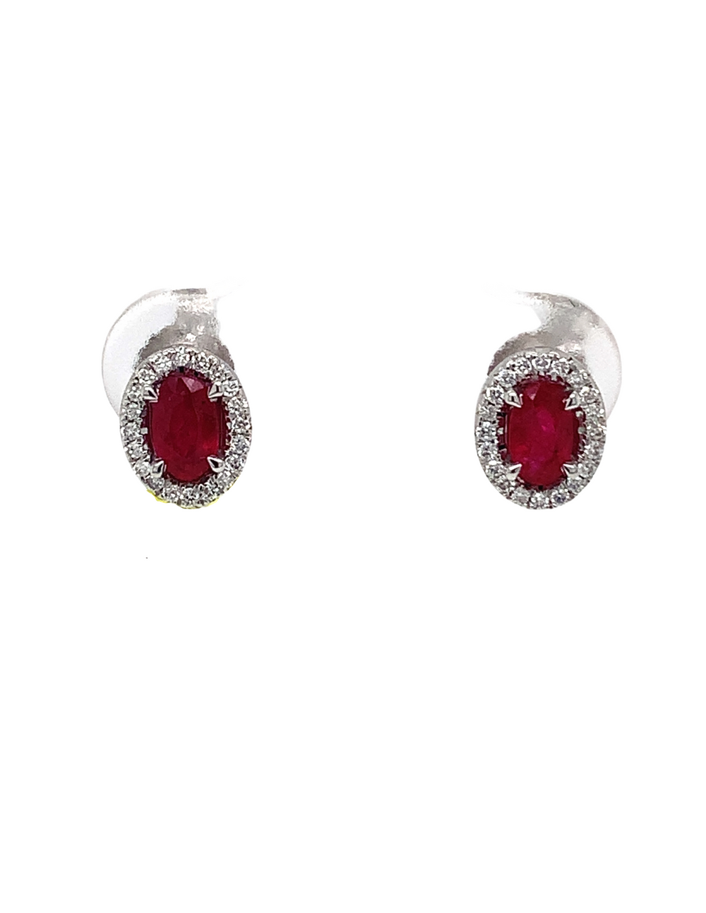 10kt White Gold Ruby Diamond Earrings
