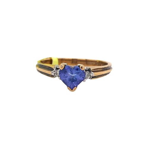 10kt Yellow Gold Tanzanite + Diamond Ring