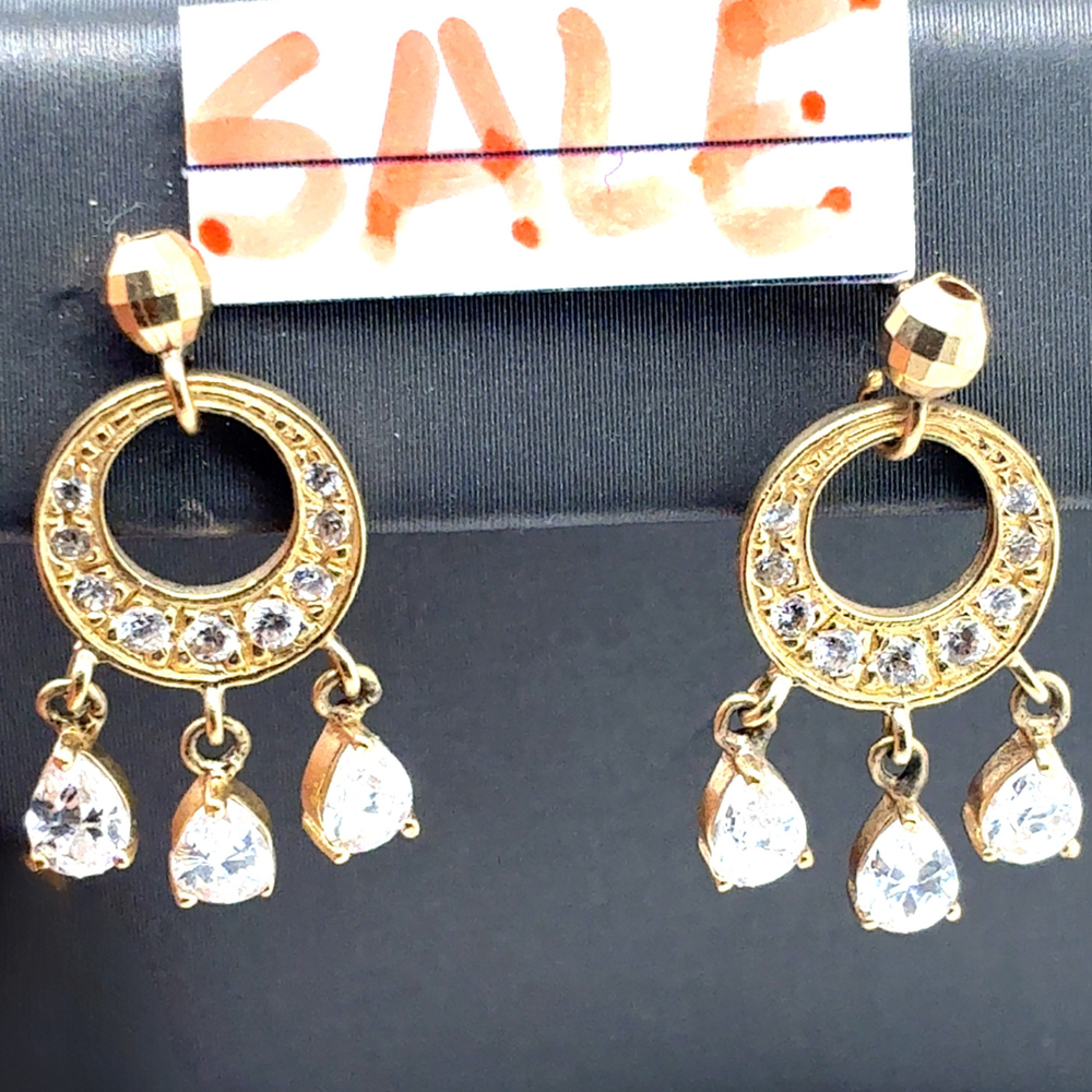 14kt Yellow Gold CZ Fancy Hoops