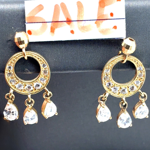 14kt Yellow Gold CZ Fancy Hoops