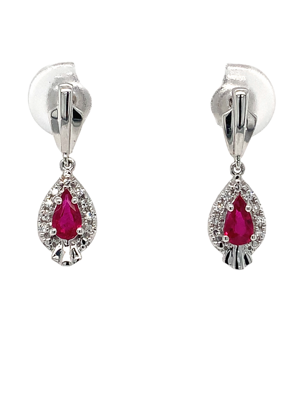 10kt White Gold Ruby Diamond Earrings