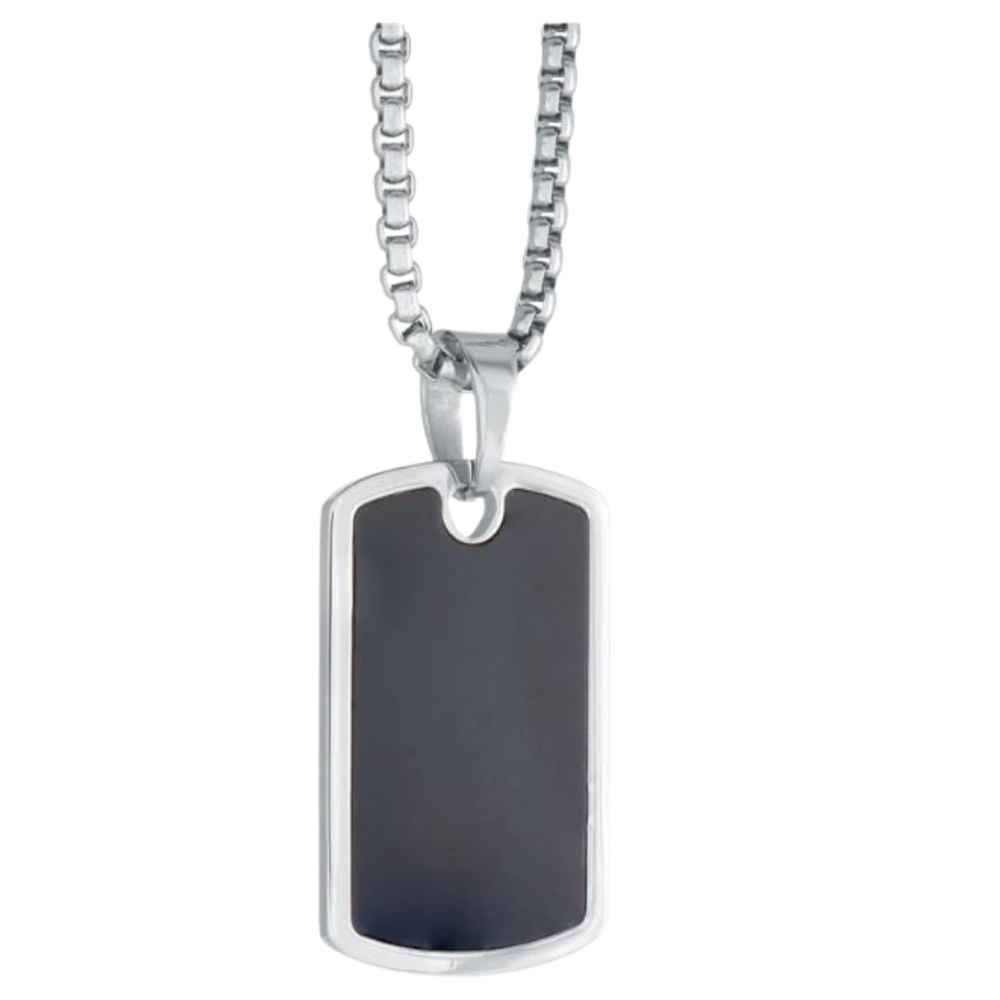 Italgem Stainless Steel Black Dogtag Necklace