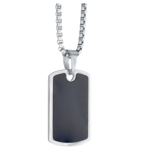Italgem Stainless Steel Black Dogtag Necklace