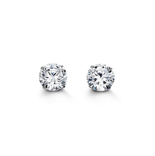14kt White Gold 7mm CZ Stud Earrings