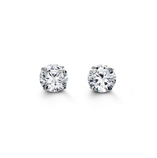 14kt White Gold 7mm CZ Stud Earrings