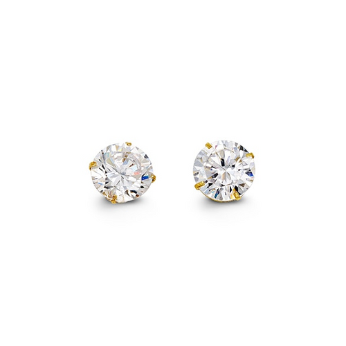 14kt Yellow Gold 7mm CZ Stud Earrings