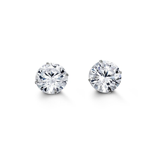 14kt White Gold 8mm CZ Stud Earrings