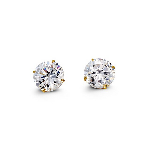 14kt Yellow Gold 8mm CZ Stud Earrings