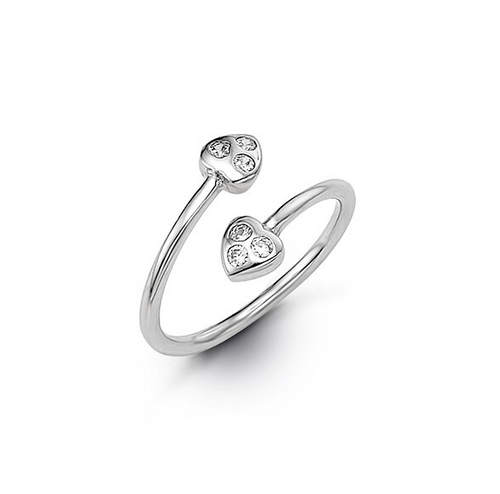 10kt White Gold Heart CZ Accent Toe Ring