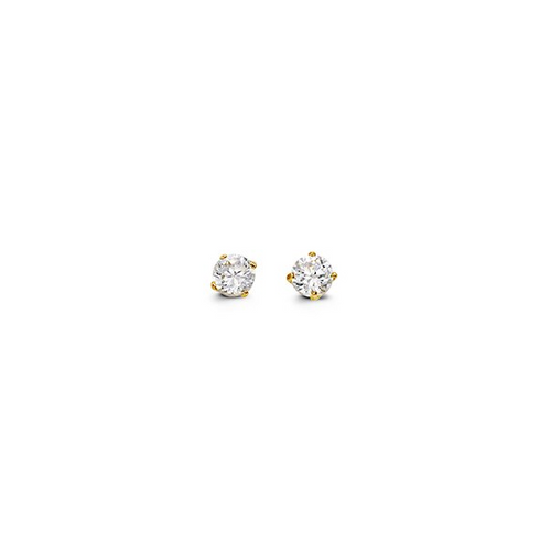 14kt Yellow Gold 3mm Round CZ Stud Earrings