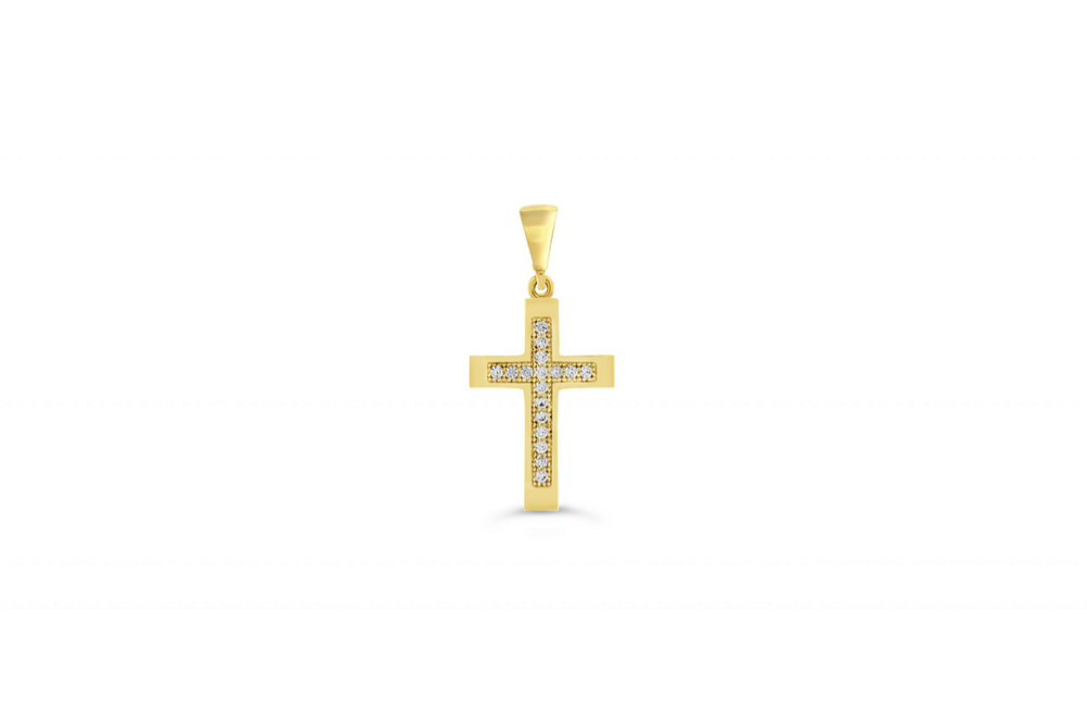 10kt Yellow Gold CZ "Mini Faith" Cross Pendant