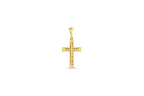 10kt Yellow Gold CZ "Mini Faith" Cross Pendant