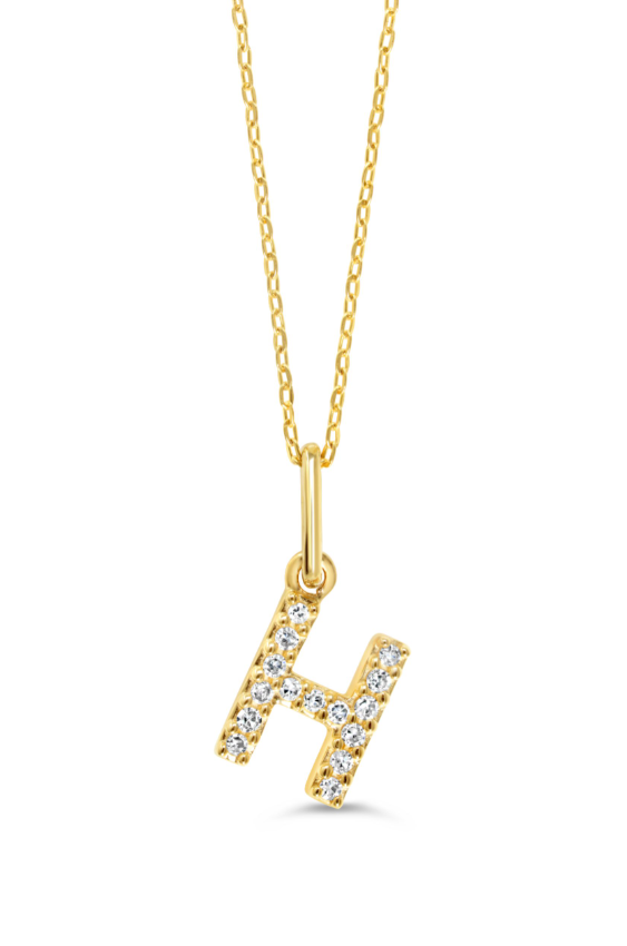 10kt Yellow Gold .05tw Diamond 'H' Initial Pendant