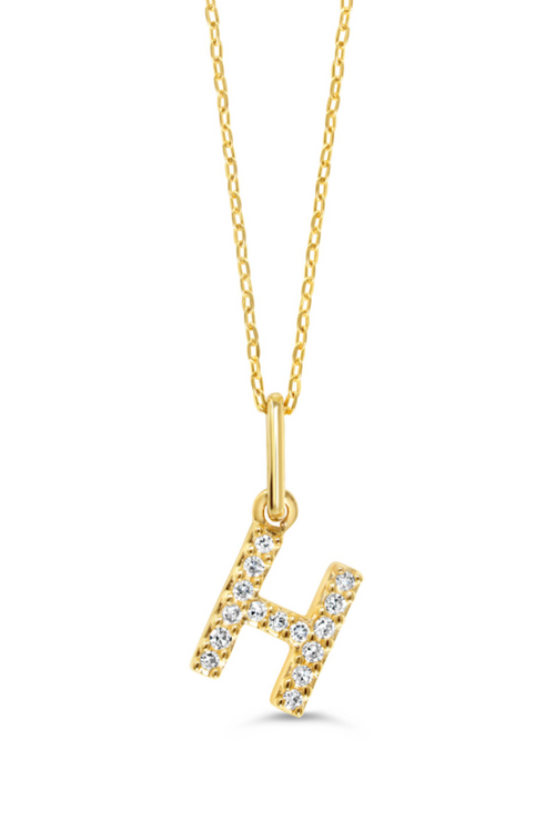 10kt Yellow Gold .05tw Diamond 'H' Initial Pendant