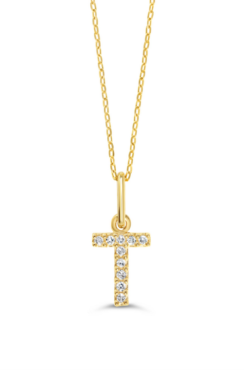 10kt Yellow Gold .03tw Diamond "T" Initial Pendant