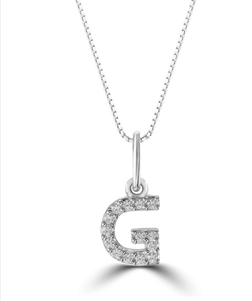 10kt White Gold .05tw Diamond 'G' Initial Pendant