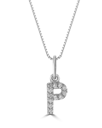 10kt White Gold .05tw Diamond 'P' Initial Pendant