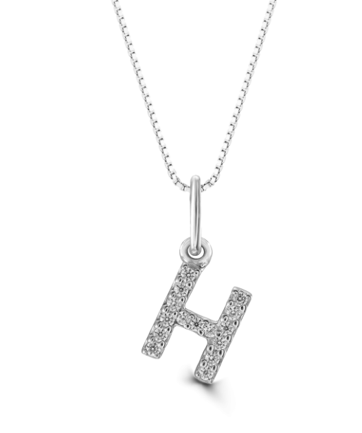 10kt White Gold .05tw 'H' Diamond Initial Pendant