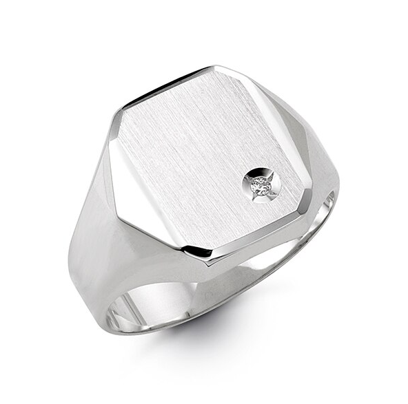 10kt White Gold Men's Signet Style Ring