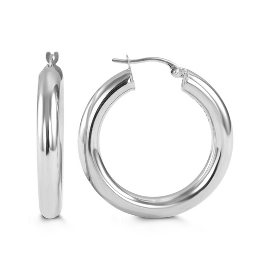 10kt White Gold Classic Hoop Earrings