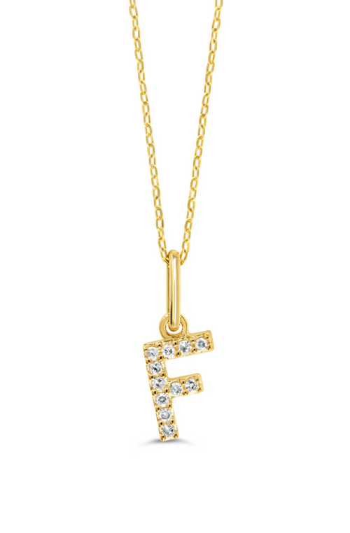 10kt Yellow Gold .04tw Diamond "F" Initial Pendant