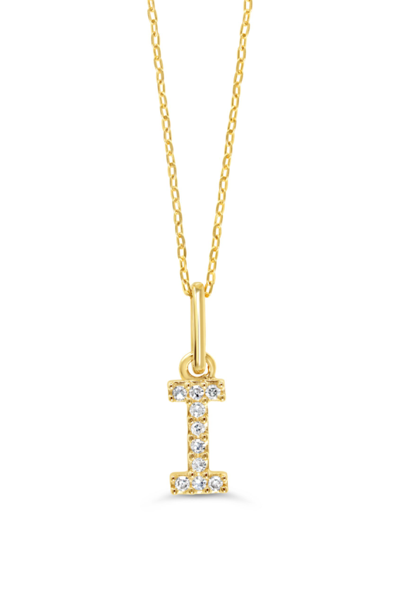 10kt Yellow Gold .03tw Diamond "I" Initial Pendant