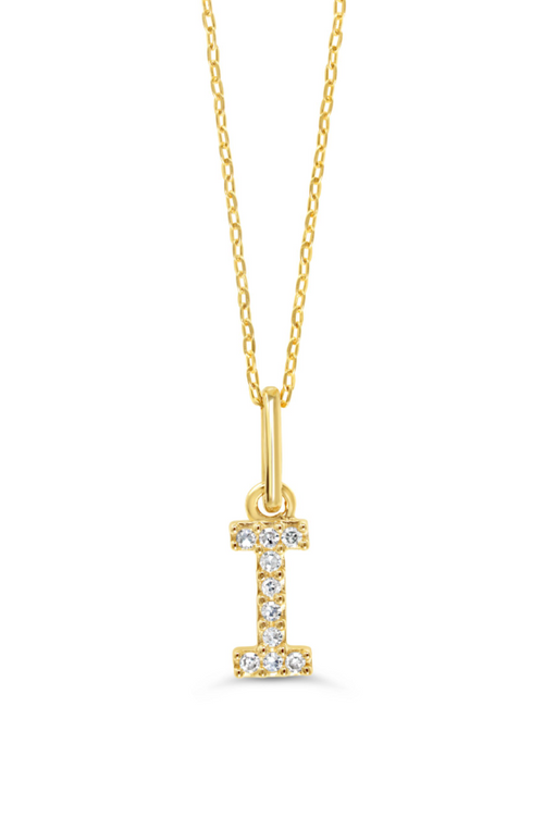 10kt Yellow Gold .03tw Diamond "I" Initial Pendant